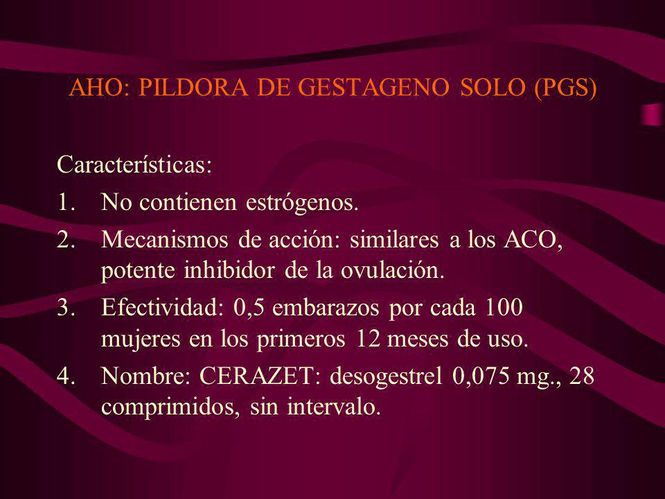 AHO: PILDORA DE GESTAGENO SOLO (PGS)