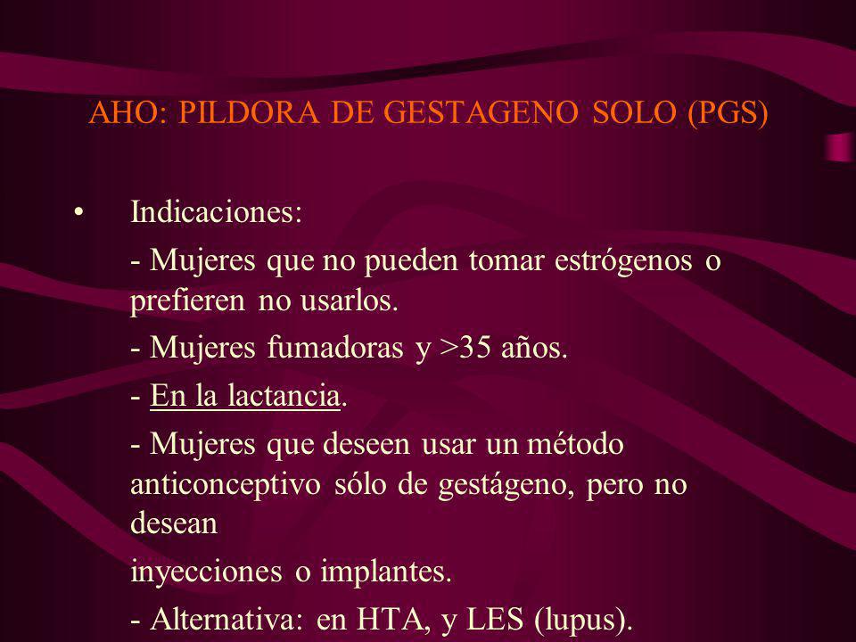AHO: PILDORA DE GESTAGENO SOLO (PGS)
