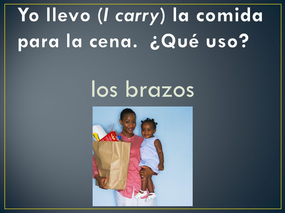 Yo llevo (I carry) la comida para la cena. ¿Qué uso