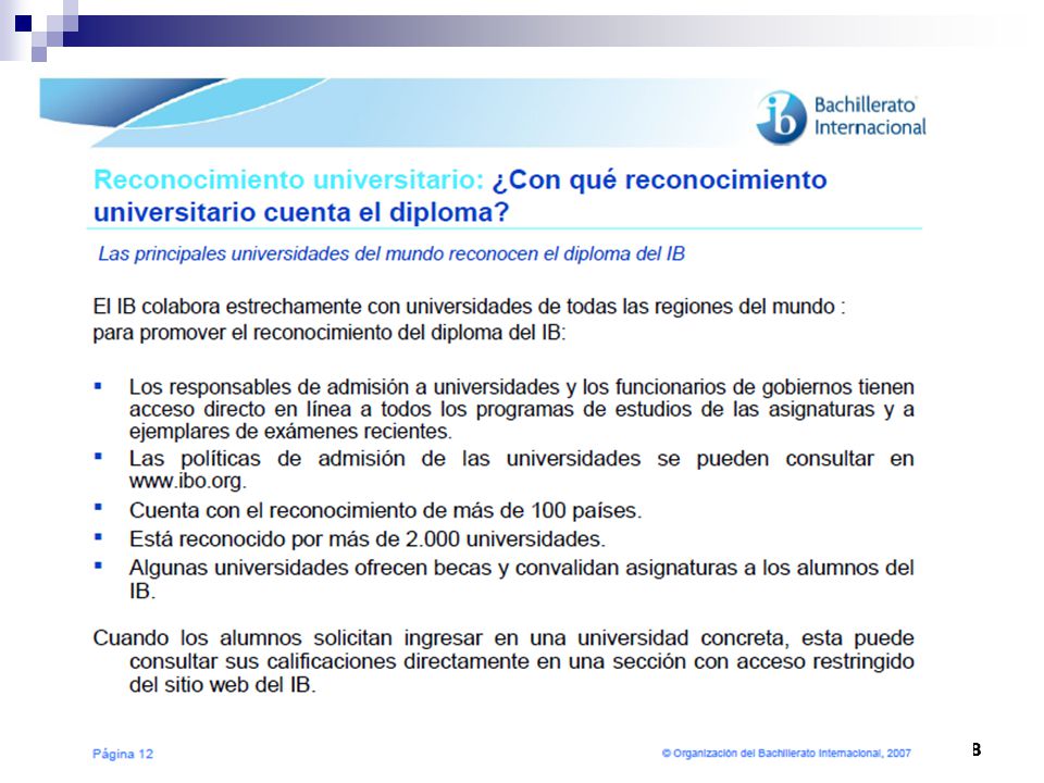 I.E.S. Maestro Matías Bravo Información sobre el Bachillerato Internacional .
