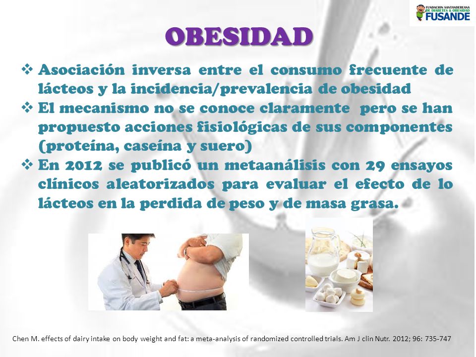 OBESIDAD Asociación inversa entre el consumo frecuente de lácteos y la incidencia/prevalencia de obesidad.