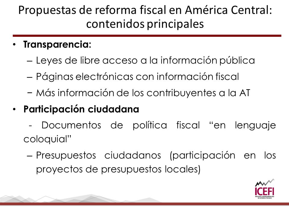 Propuestas de reforma fiscal en América Central: contenidos principales