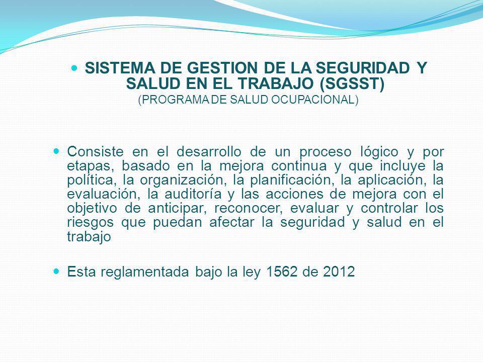 SISTEMA DE GESTION DE LA SEGURIDAD Y SALUD EN EL TRABAJO (SGSST)