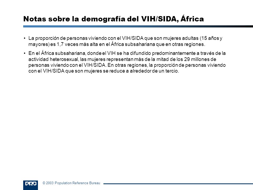 Notas sobre la demografía del VIH/SIDA, África