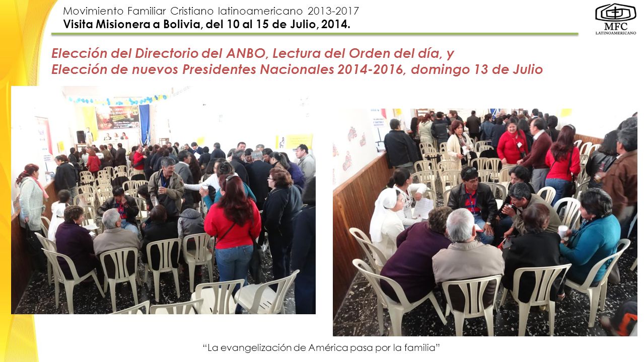 Elección del Directorio del ANBO, Lectura del Orden del día, y