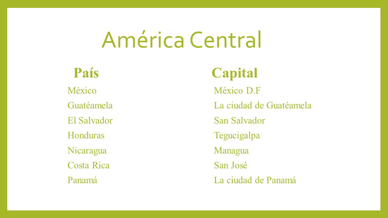 América Central País Capital Guatéamela La ciudad de Guatéamela