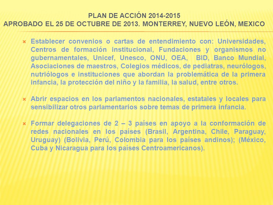 PLAN DE ACCIÓN APROBADO EL 25 DE OCTUBRE DE 2013