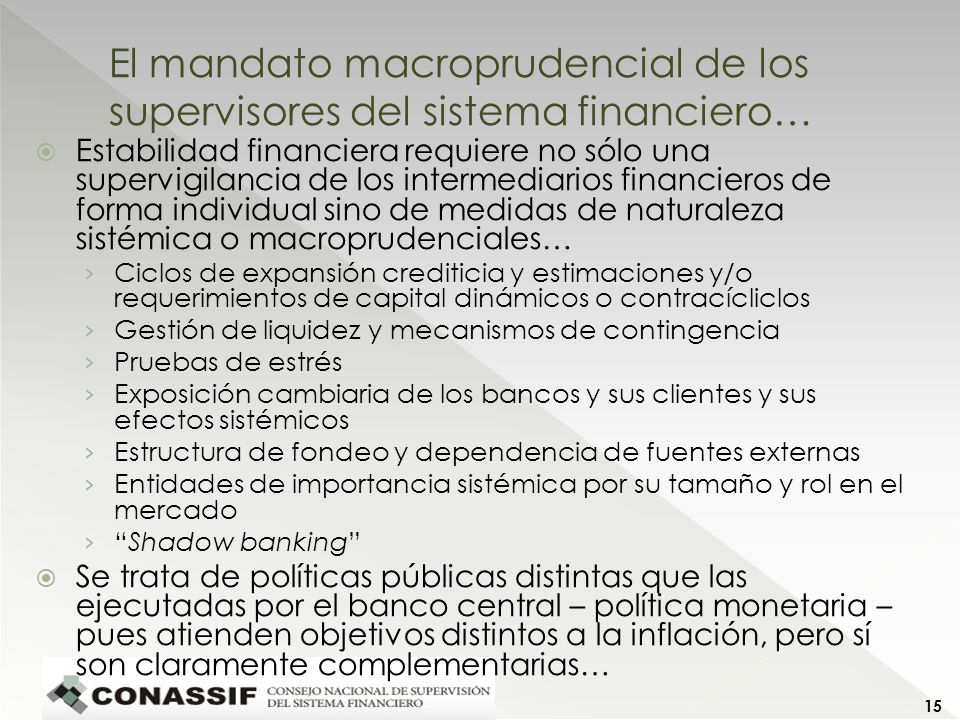 El mandato macroprudencial de los supervisores del sistema financiero…