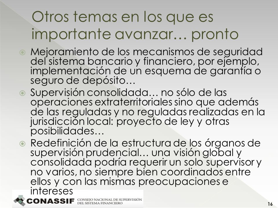 Otros temas en los que es importante avanzar… pronto