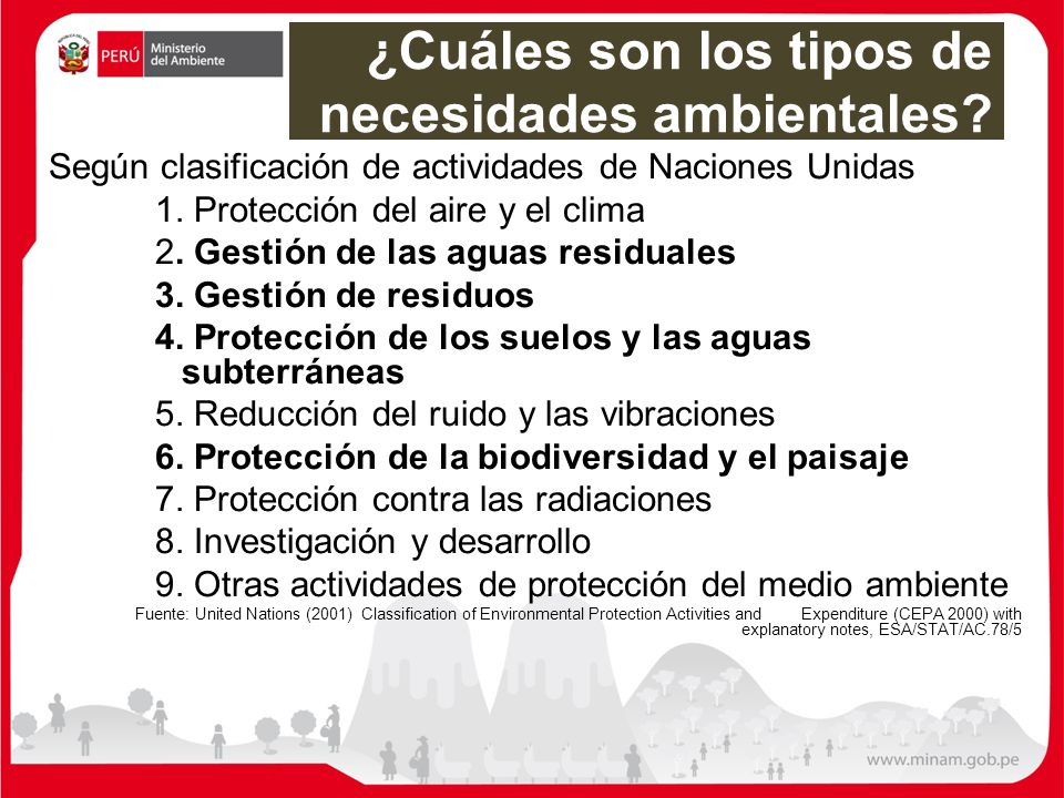 ¿Cuáles son los tipos de necesidades ambientales
