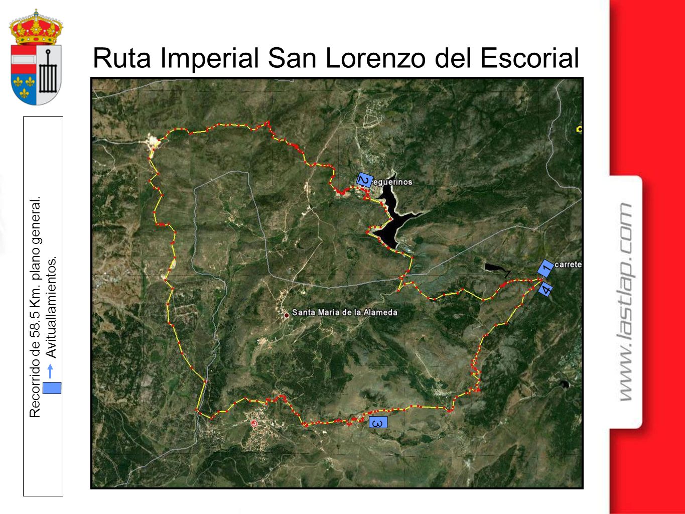 Recorrido de 58.5 Km. plano general. Avituallamientos.