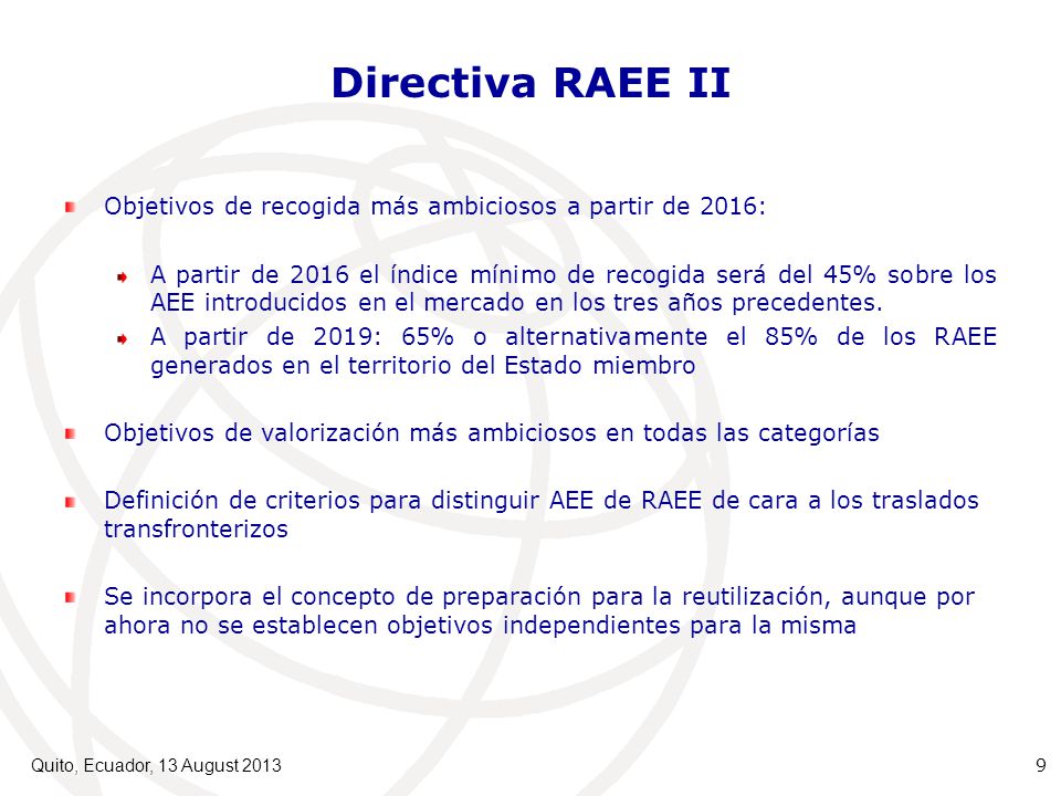 Directiva RAEE II Objetivos de recogida más ambiciosos a partir de 2016: