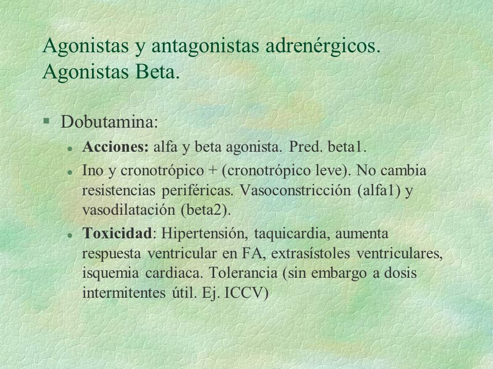 Agonistas y antagonistas adrenérgicos. Agonistas Beta.