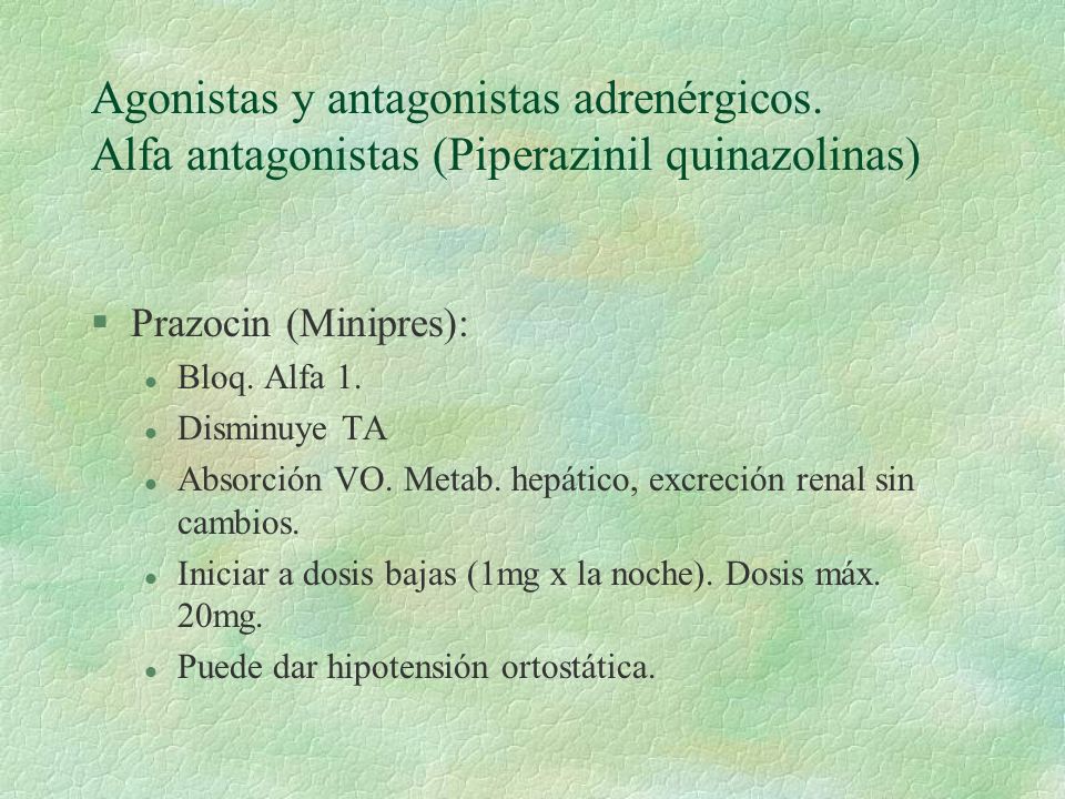 Agonistas y antagonistas adrenérgicos