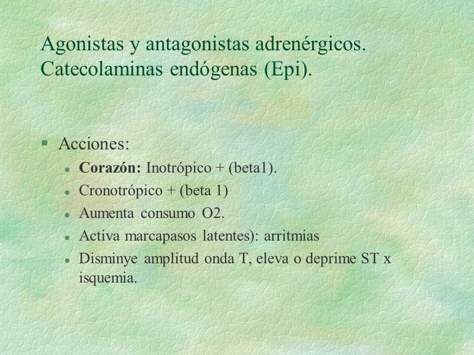 Agonistas y antagonistas adrenérgicos. Catecolaminas endógenas (Epi).
