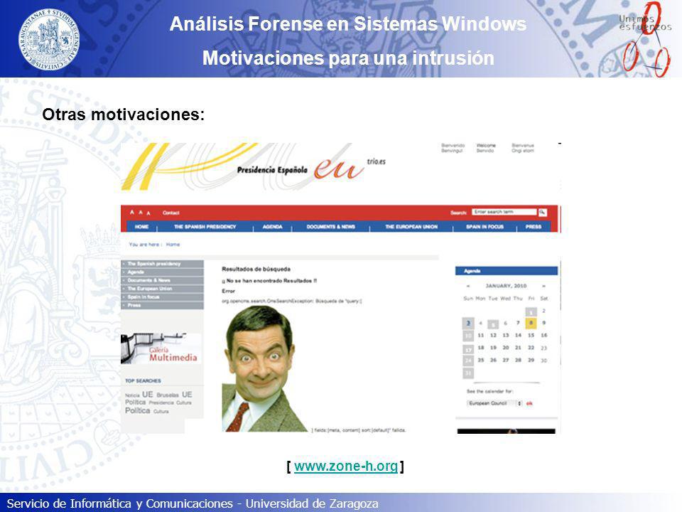 Análisis Forense en Sistemas Windows Motivaciones para una intrusión