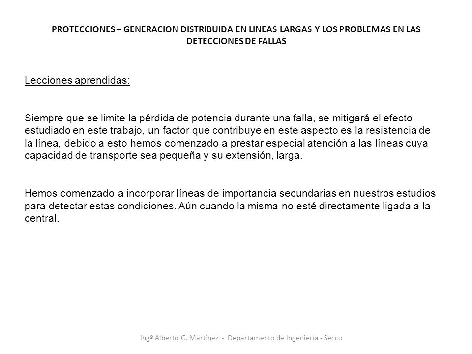 Ingº Alberto G. Martínez - Departamento de Ingeniería - Secco