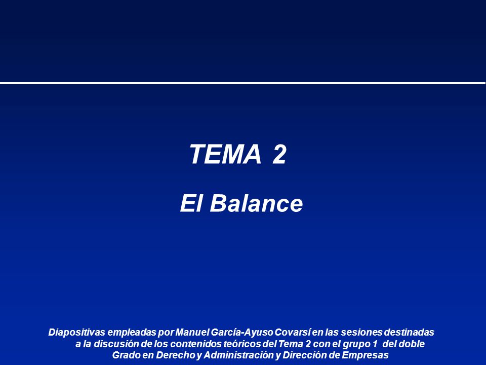 TEMA 2 El Balance.