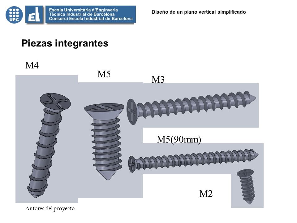 Piezas integrantes M4 M5 M3 M5(90mm) M2 Autores del proyecto