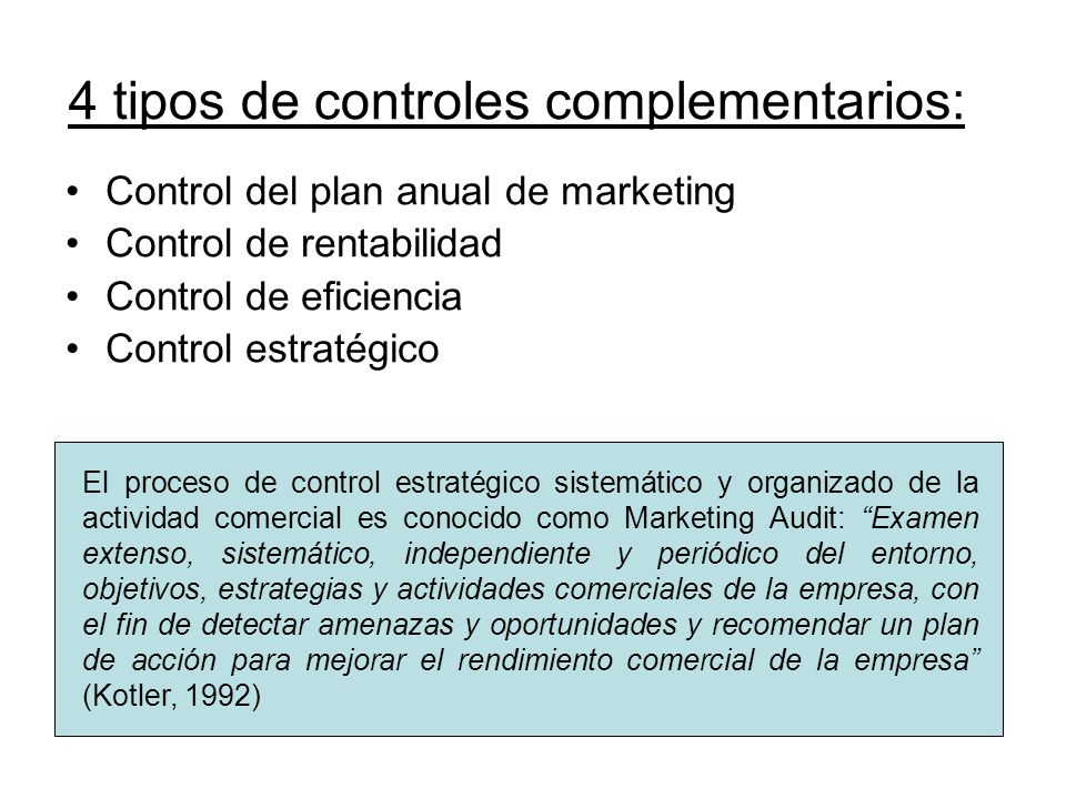 4 tipos de controles complementarios: