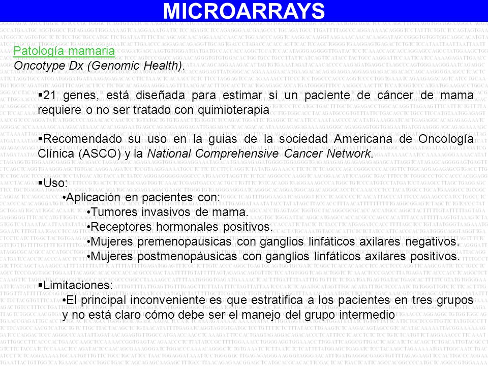 Patología mamaria Oncotype Dx (Genomic Health).