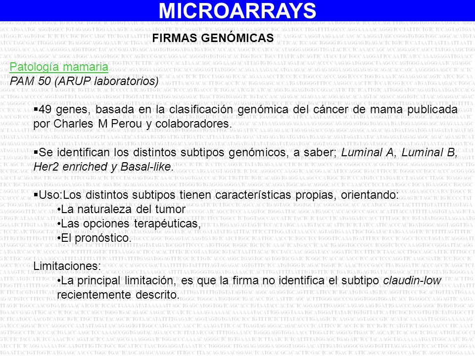 FIRMAS GENÓMICAS Patología mamaria. PAM 50 (ARUP laboratorios)
