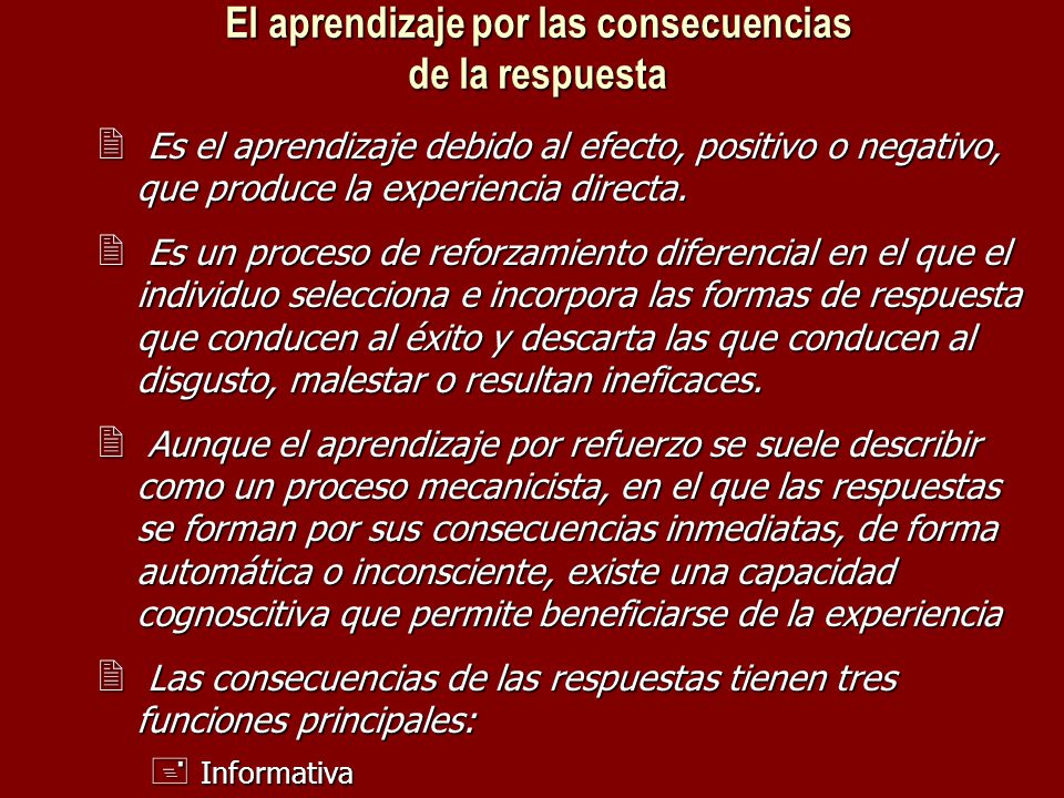 El aprendizaje por las consecuencias de la respuesta