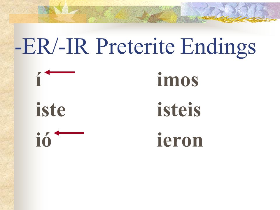 -ER/-IR Preterite Endings