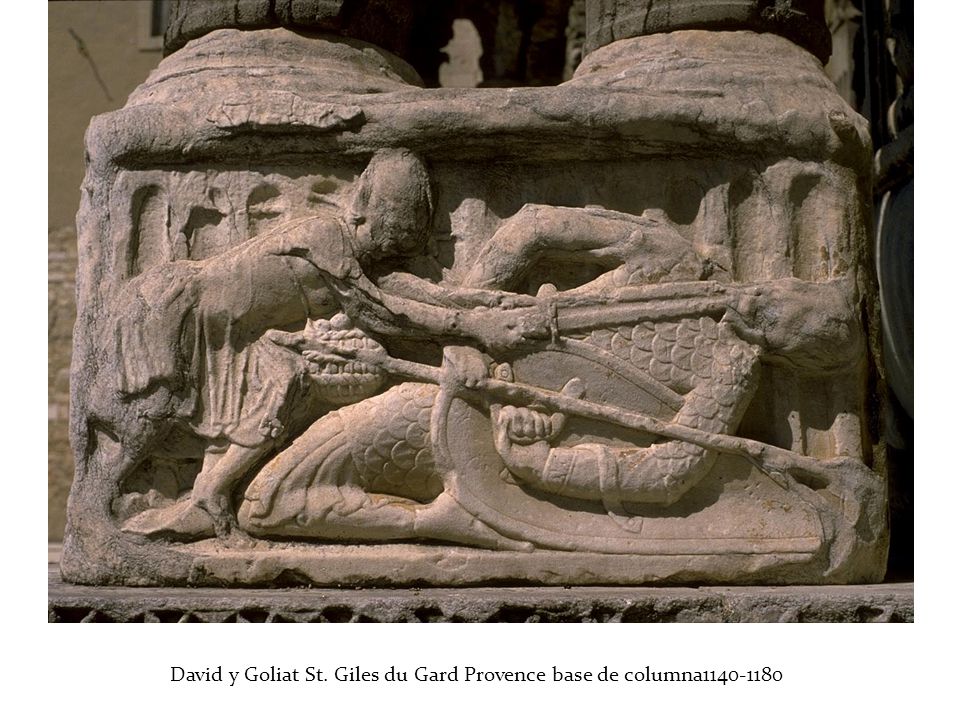 David y Goliat St. Giles du Gard Provence base de columna