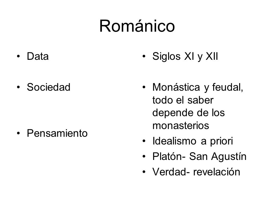 Románico Data Sociedad Pensamiento Siglos XI y XII