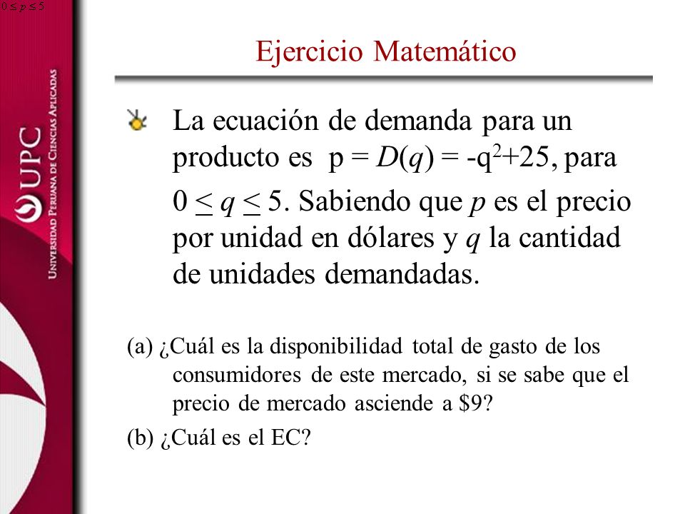 La ecuación de demanda para un producto es p = D(q) = -q2+25, para