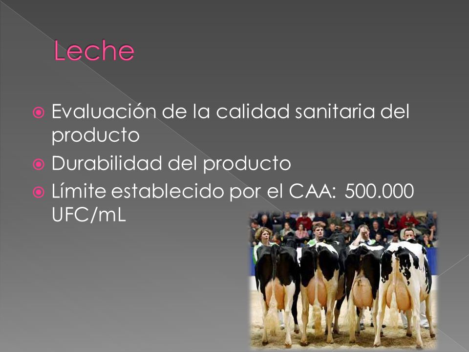 Leche Evaluación de la calidad sanitaria del producto