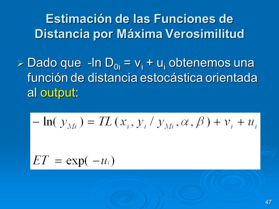 Estimación de las Funciones de Distancia por Máxima Verosimilitud