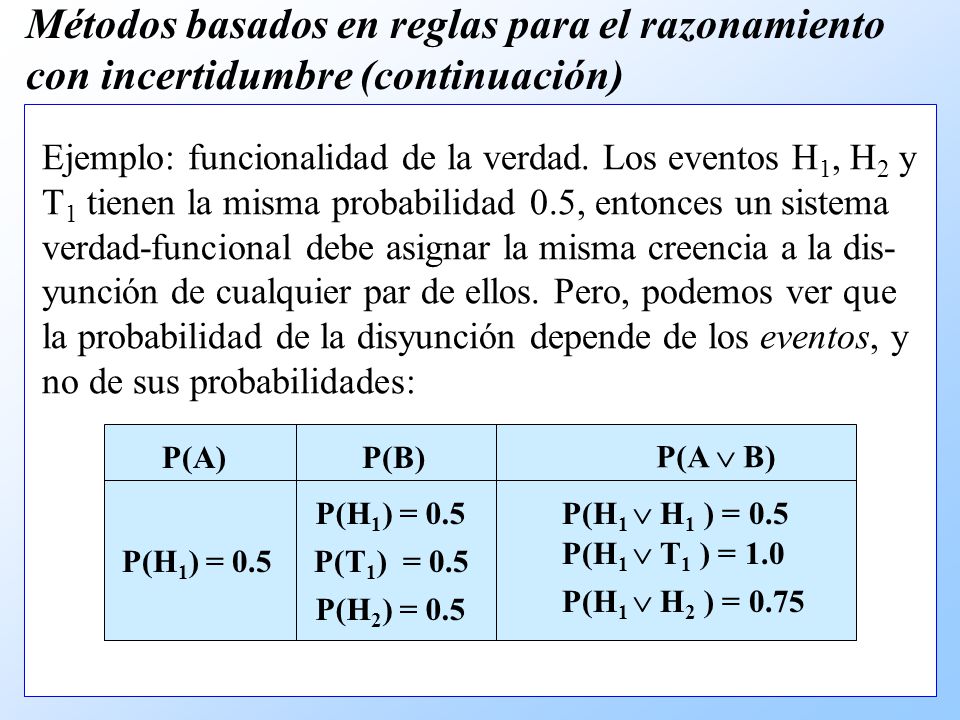 Métodos basados en reglas para el razonamiento con incertidumbre (continuación)