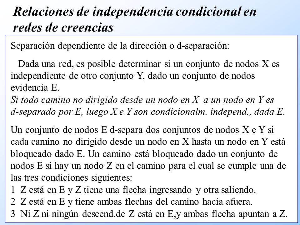 Relaciones de independencia condicional en redes de creencias