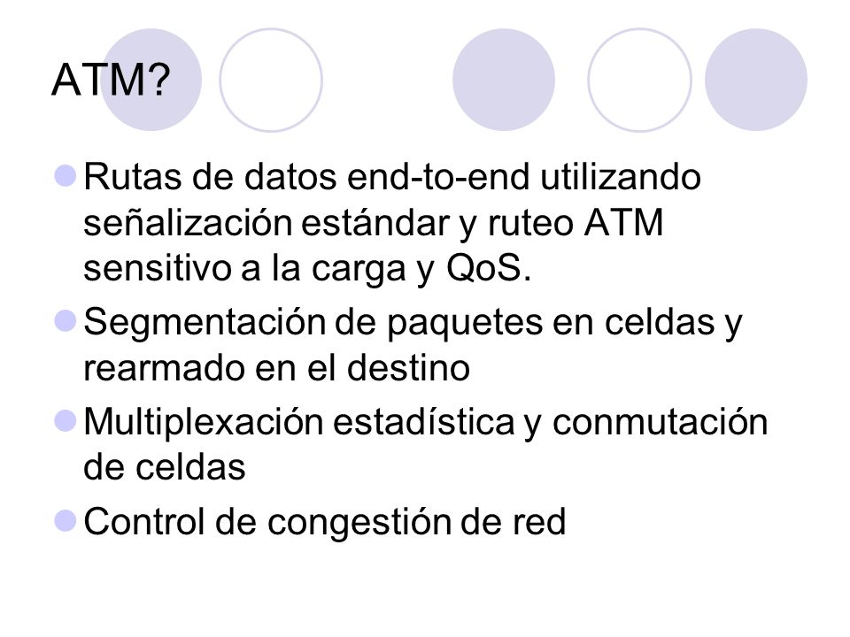 ATM Rutas de datos end-to-end utilizando señalización estándar y ruteo ATM sensitivo a la carga y QoS.