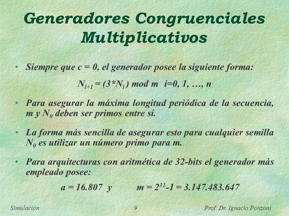 Generadores Congruenciales Multiplicativos