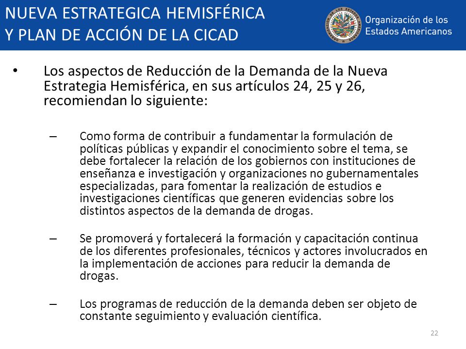 NUEVA ESTRATEGICA HEMISFÉRICA Y PLAN DE ACCIÓN DE LA CICAD