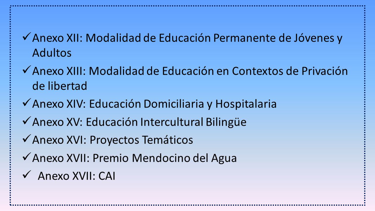 Anexo XII: Modalidad de Educación Permanente de Jóvenes y Adultos