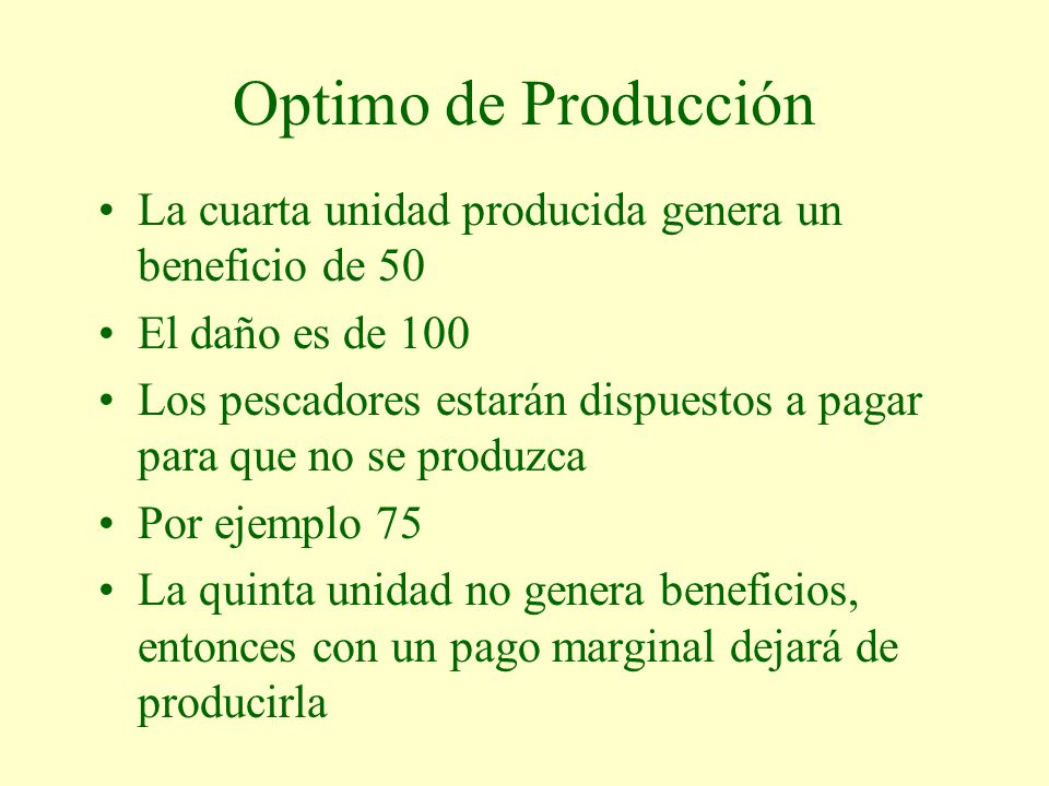 Optimo de Producción La cuarta unidad producida genera un beneficio de 50. El daño es de 100.