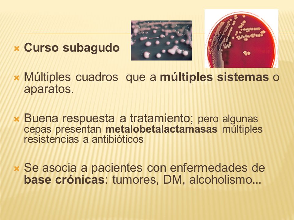 Curso subagudo Múltiples cuadros que a múltiples sistemas o aparatos.