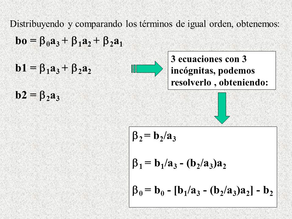 bo = 0a3 + 1a2 +2a1 b1 = 1a3 + 2a2 b2 = 2a3 2 = b2/a3