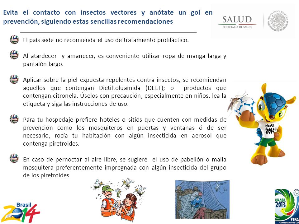 Evita el contacto con insectos vectores y anótate un gol en prevención, siguiendo estas sencillas recomendaciones