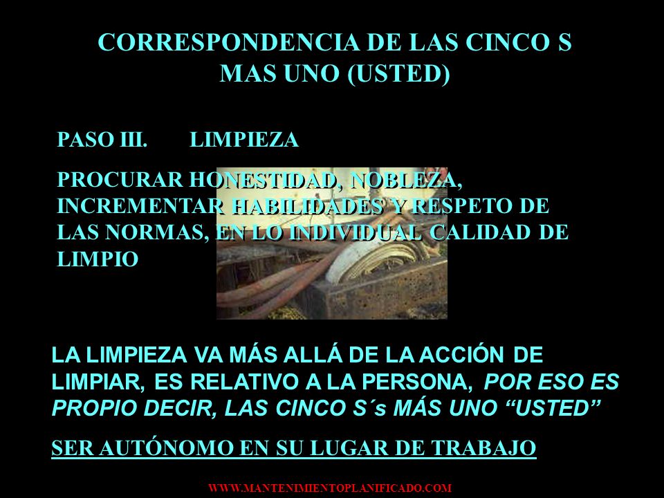 CORRESPONDENCIA DE LAS CINCO S MAS UNO (USTED)