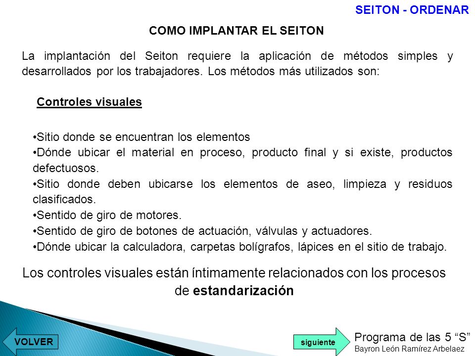 SEITON - ORDENAR COMO IMPLANTAR EL SEITON.