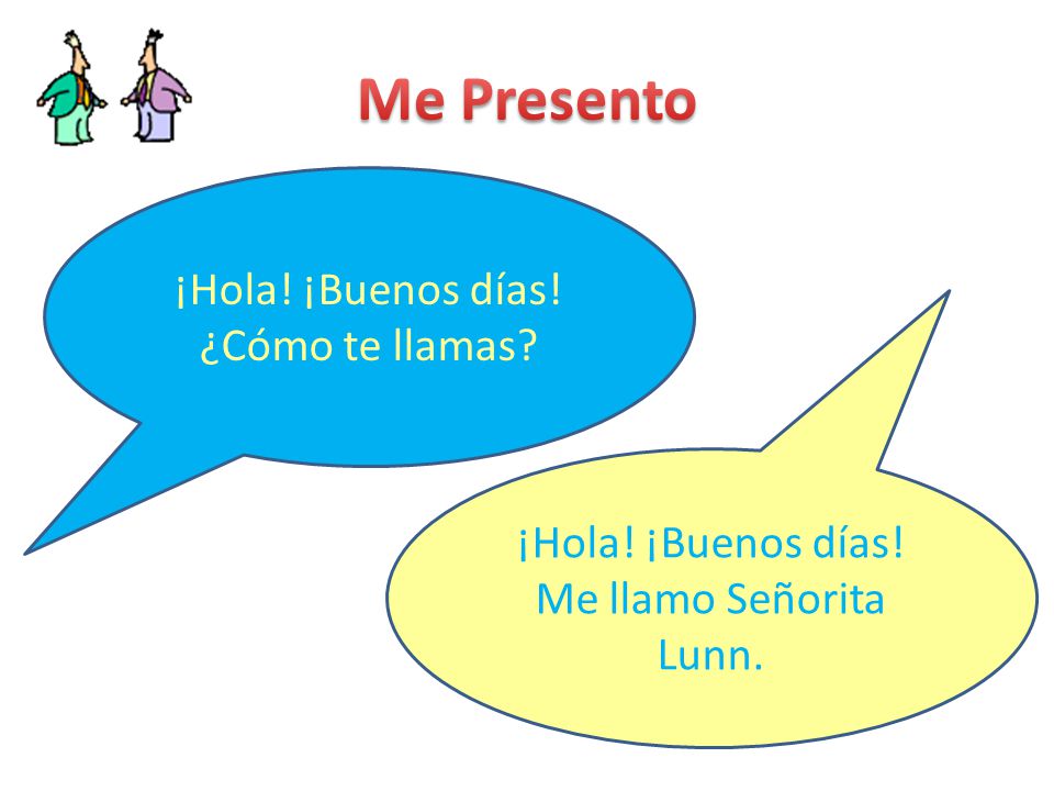 Me Presento ¡Hola! ¡Buenos días! ¿Cómo te llamas ¡Hola! ¡Buenos días!