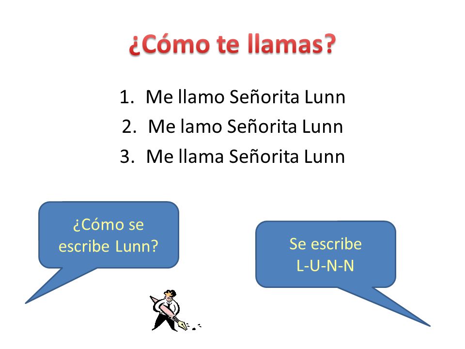 ¿Cómo te llamas Me llamo Señorita Lunn Me lamo Señorita Lunn