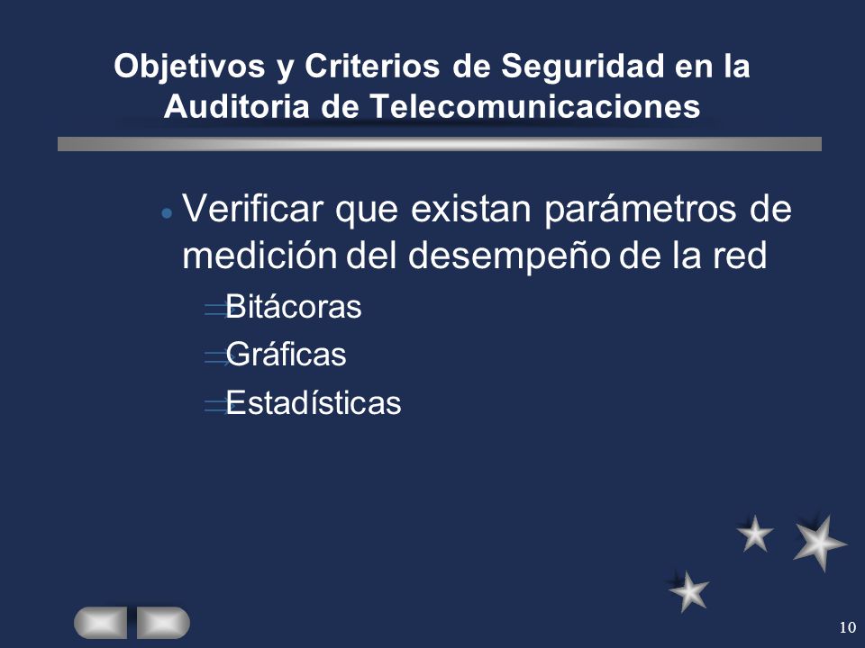 Verificar que existan parámetros de medición del desempeño de la red