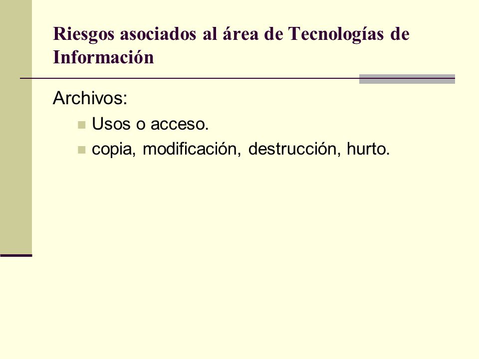 Riesgos asociados al área de Tecnologías de Información