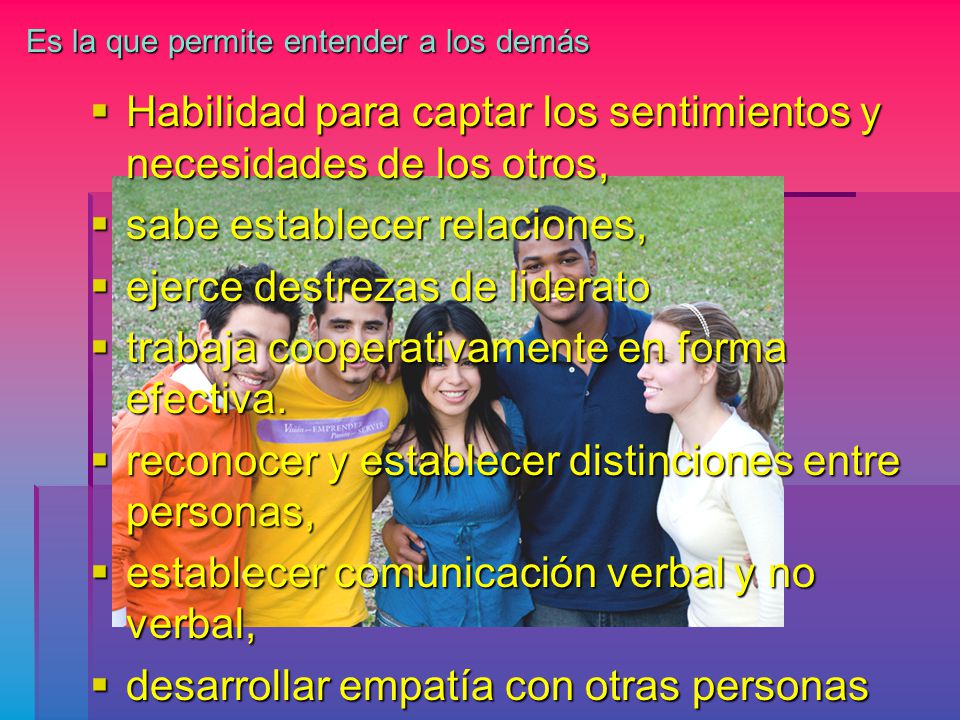 Habilidad para captar los sentimientos y necesidades de los otros,